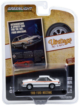 1:64 GreenLight *VINTAGE AD CARS 3* White 1980 Ford Mustang  *NIP*
