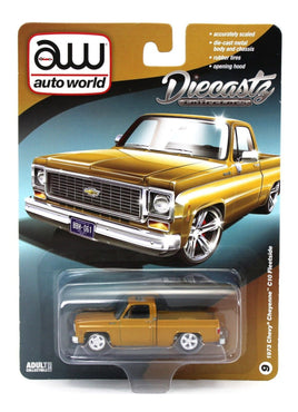 1:64 Auto World *DIECASTZ* GOLD 1973 Chevrolet Cheyenne C10 Fleetside *NIP*