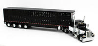 2023 DCP 1:64 *BLACK & WHITE* Peterbilt 389 Flattop w/QUAD AXLE Wilson Livestock