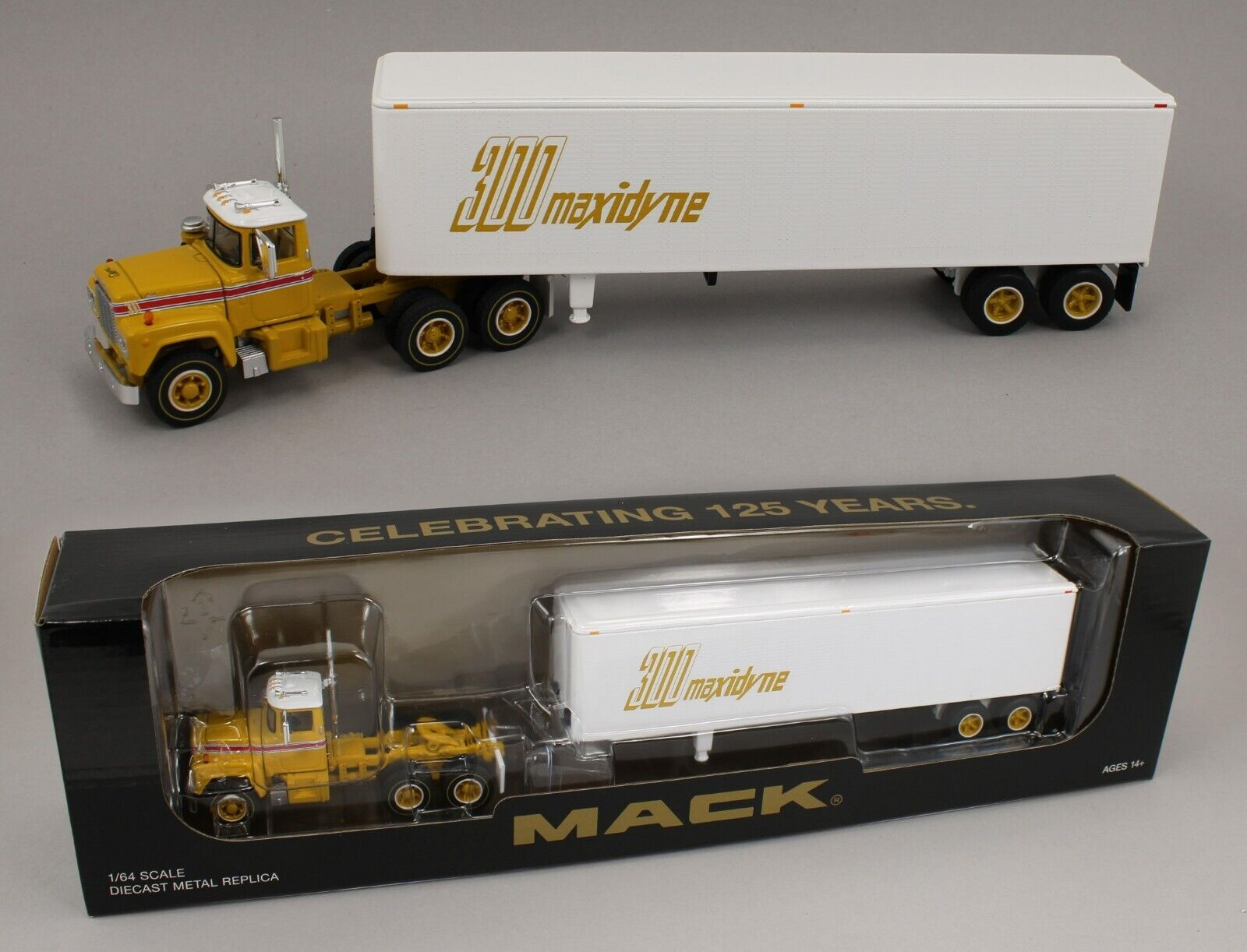 DCP 1:64 *MACK 125 YEARS* 300 MaxiDyne R-Model Day Cab & Vintage