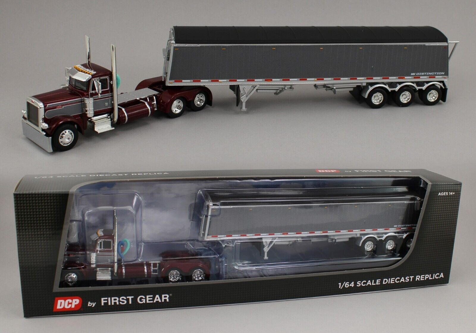 DCP 1:64 *RED & GREY* Peterbilt 379 Day Cab & LODE KING GRAIN