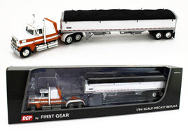 DCP 1:64 *WHITE & ORANGE* FORD LTL 9000 Flattop & Wilson Grain Trailer *NIB*