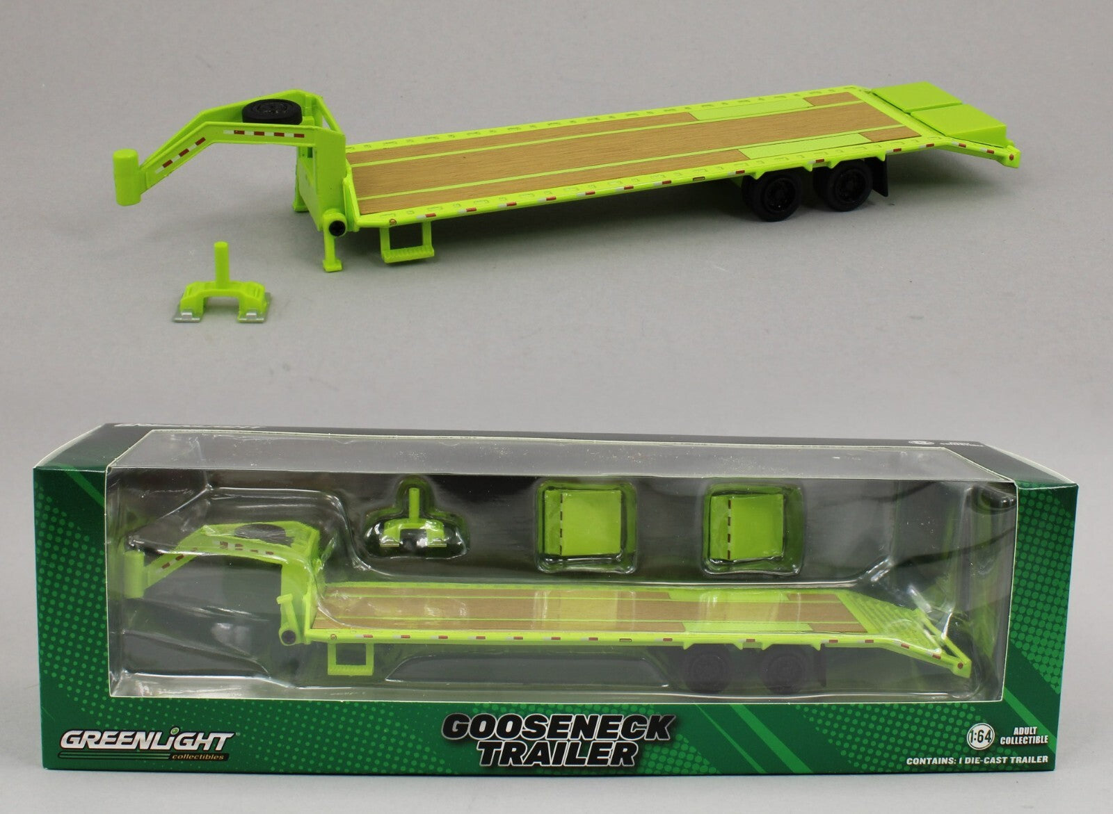 ミニカー Greenlight 1/64 HITCH & TOW 1:64 GreenLight *HITCH & TOW* LIME *GOOSENECK* 5th Wheel FLATBED