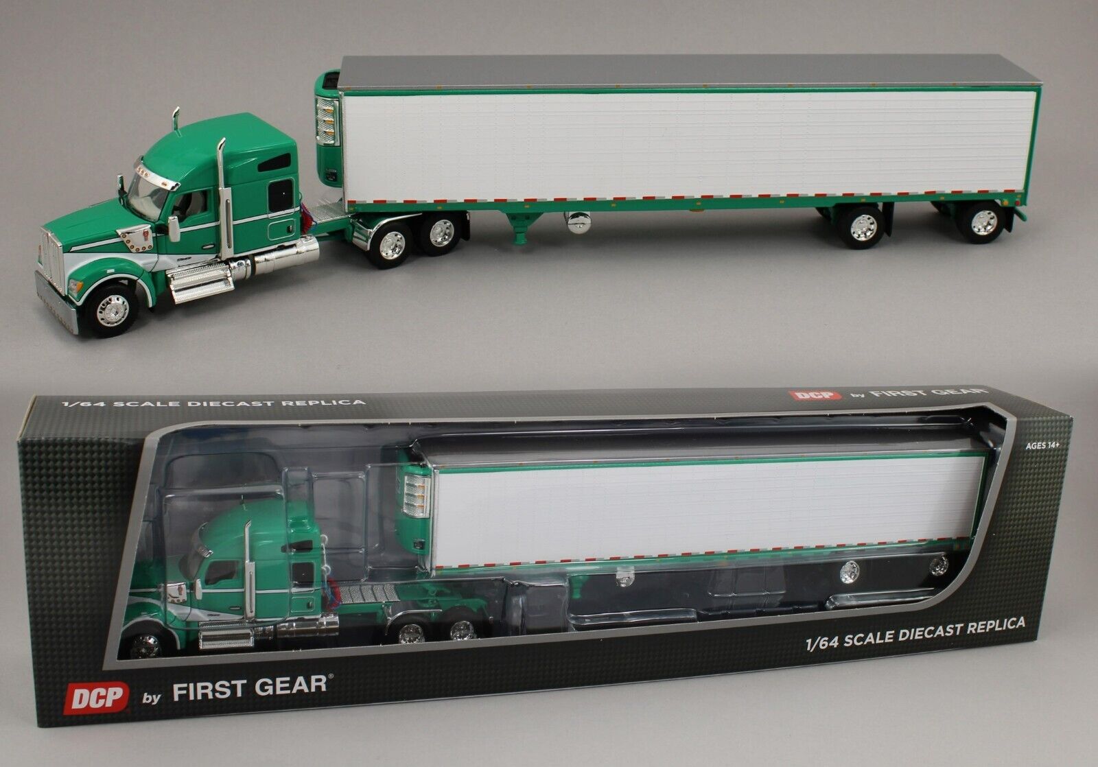 DCP 1:64 *GREEN & WHITE* Kenworth W990 Mid Roof w/53' Utility