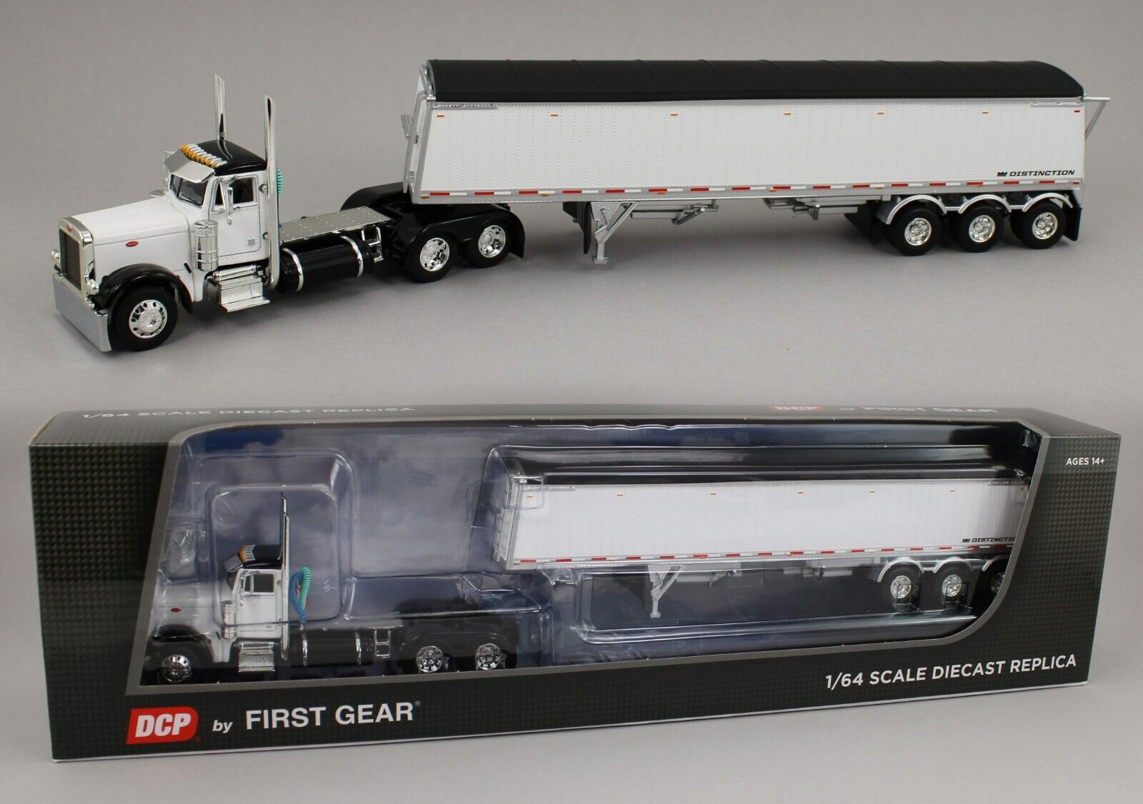 DCP 1:64 *WHITE & BLACK* Peterbilt 379 Day Cab & LODE KING GRAIN