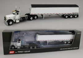 DCP 1:64 *WHITE & BLACK* Peterbilt 379 Day Cab & LODE KING GRAIN TRAILER *NIB*