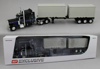 
              DCP 1:64 *BLACK & BLUE* Peterbilt 389 63" Midroof Container Trailer & Containers
            