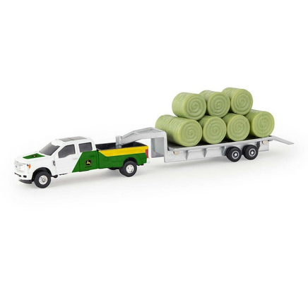 1/64 John Deere Semi w Lowboy Trailer & Loader Backhoe - Ertl 1/64 John Deere Semi w Lowboy Trailer & Loader Backhoe - Ertl