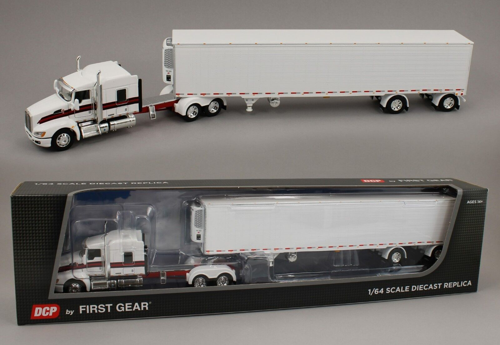 DCP 1:64 *WHITE & RED* Kenworth T660 Flattop w/53' Utility Reefer