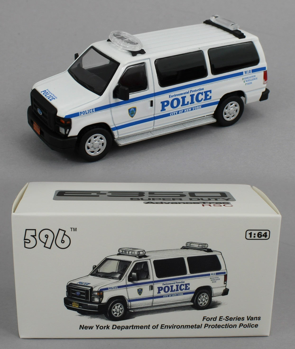 1:64 *596 DIECAST* New York NYPD FIRE DEPTARTMENT Ford E350 E