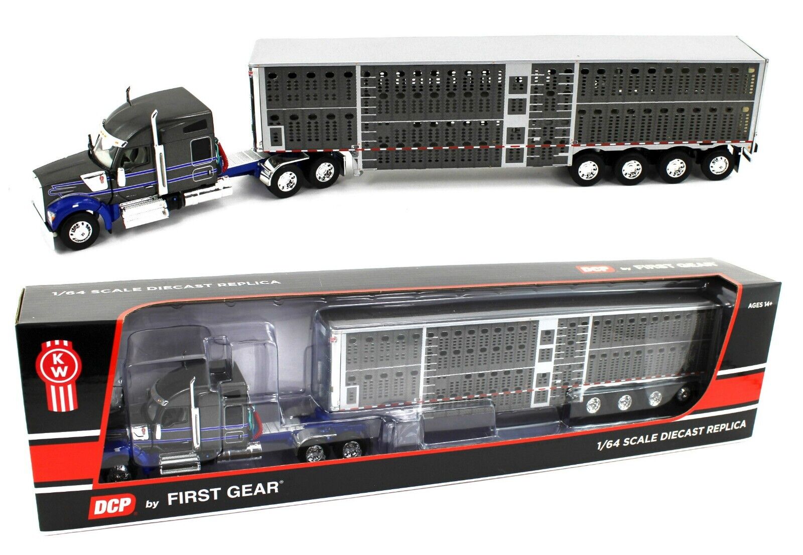 DCP 1:64 *GUN METAL BLUE* Kenworth W990 High Roof & WILSON