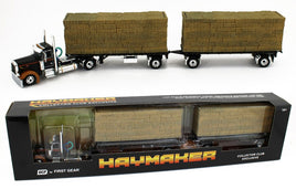 DCP 1:64 *HAY MAKER* Peterbilt 389 w/Utility Dual 28½’ Hay Flatbed Trailers Load