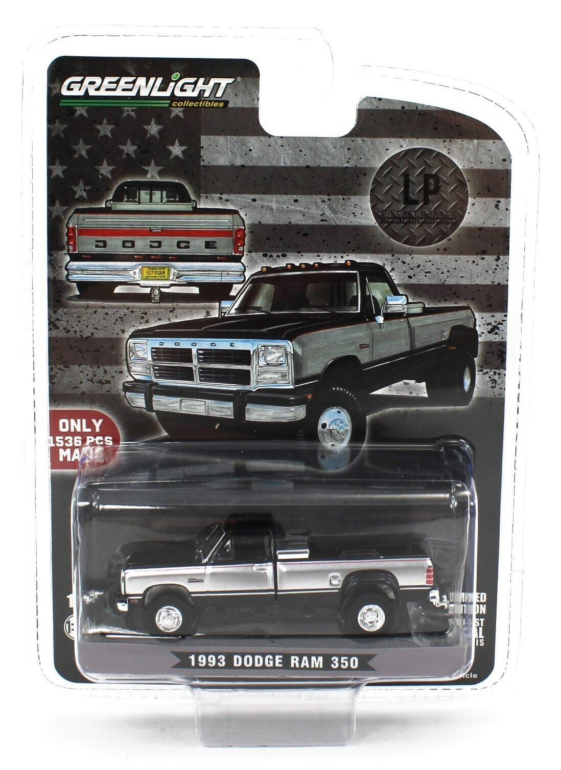 1:64 GreenLight *BLACK & SILVER* 1993 Dodge Ram 350 First Gen