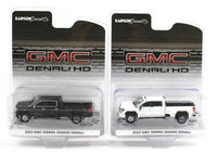 
              1:64 GreenLight *PAIR* Black & White 2022 GMC Sierra 3500HD Denali DUALLY *NIP*
            