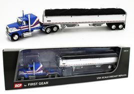 DCP 1:64 *BLUE & WHITE* FORD LTL 9000 Flattop & Wilson Grain Trailer *NIB*