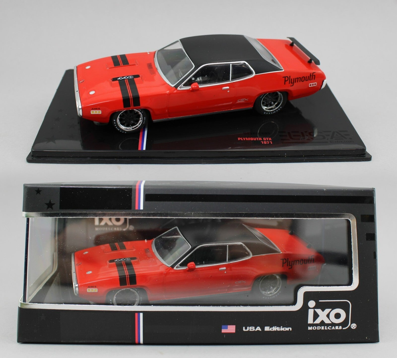 アメリカ　２０世紀コレクション 1:43 IXO Models *RED* 1971 Plymouth GTX *DIECAST* NIB!| mc2-toys
