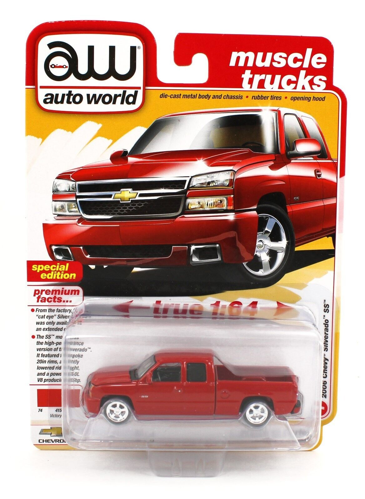 2024 AUTO WORLD 1:64 PREMIUM 4B *VICTORY RED* 2006 Chevy Silverado