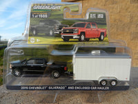 
              1:64 GreenLight HITCH & TOW BLACK & RED 2015 Silverado w/WHITE Enclosed Trailer
            