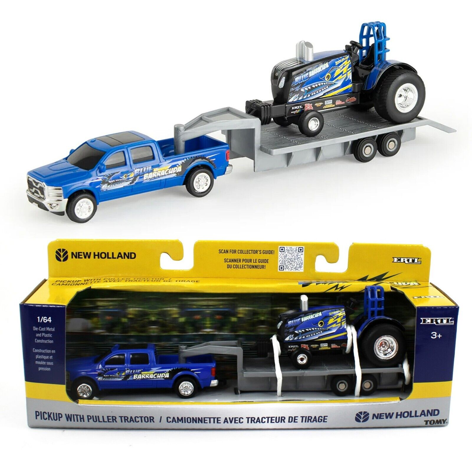 【全色セット】BIGBANG ミニチュアトラック 2024 ERTL 1:64 NEW HOLLAND *BLUE BARRACUDA* Pulling Tractor Set w