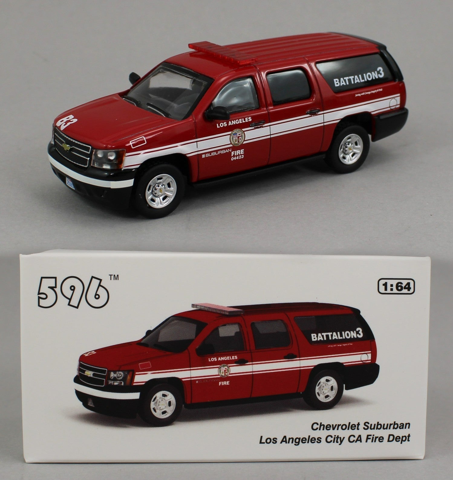 1:64 *596 DIECAST* Los Angeles FIRE DEPT Chevrolet Suburban Rescue