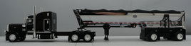 DCP 1:64 *BLACK* Peterbilt 389 63" Mid-roof w/MAC CHROME Spread-Axle End Dump Trailer.