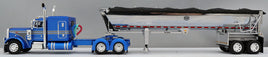 DCP 1:64 *BLUE & SILVER* Peterbilt 379 63" Flattop w/MAC CHROME End Dump Trailer.