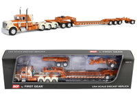 
              DCP 1:64 *ORANGE & CREAM* Peterbilt 379 Tri-Axle w/Magnitude HEAVY HAUL Lowboy NIB
            