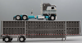 2025 DCP 1:64 *GUN METAL* Kenworth K100 COE Semi w/Wilson Livestock Trailer