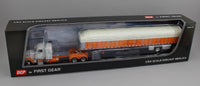 
              DCP 1:64 *WHITE & ORANGE* Peterbilt 379 36" Flattop w/Wilson COVERED WAGON Flatbed
            