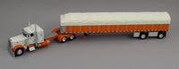 
              DCP 1:64 *WHITE & ORANGE* Peterbilt 379 36" Flattop w/Wilson COVERED WAGON Flatbed
            