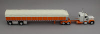 
              DCP 1:64 *WHITE & ORANGE* Peterbilt 379 36" Flattop w/Wilson COVERED WAGON Flatbed
            