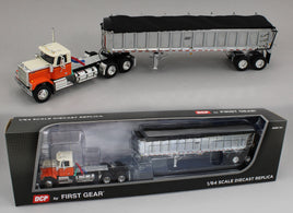 2025 DCP 1:64 *ORANGE* Chevrolet Bison Day Cab w/East Chrome End Dump Trailer