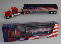
              DCP 1:64 *RED AMERICA 250* Peterbilt 389 48" Flattop w/Wilson Grain Trailer NIB
            