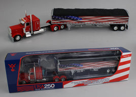 DCP 1:64 *RED AMERICA 250* Peterbilt 389 48" Flattop w/Wilson Grain Trailer NIB
