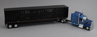 
              DCP 1:64 *BLUE & BLACK* Peterbilt 589 Midroof w/BLACK Wilsn Livestock Trailer
            