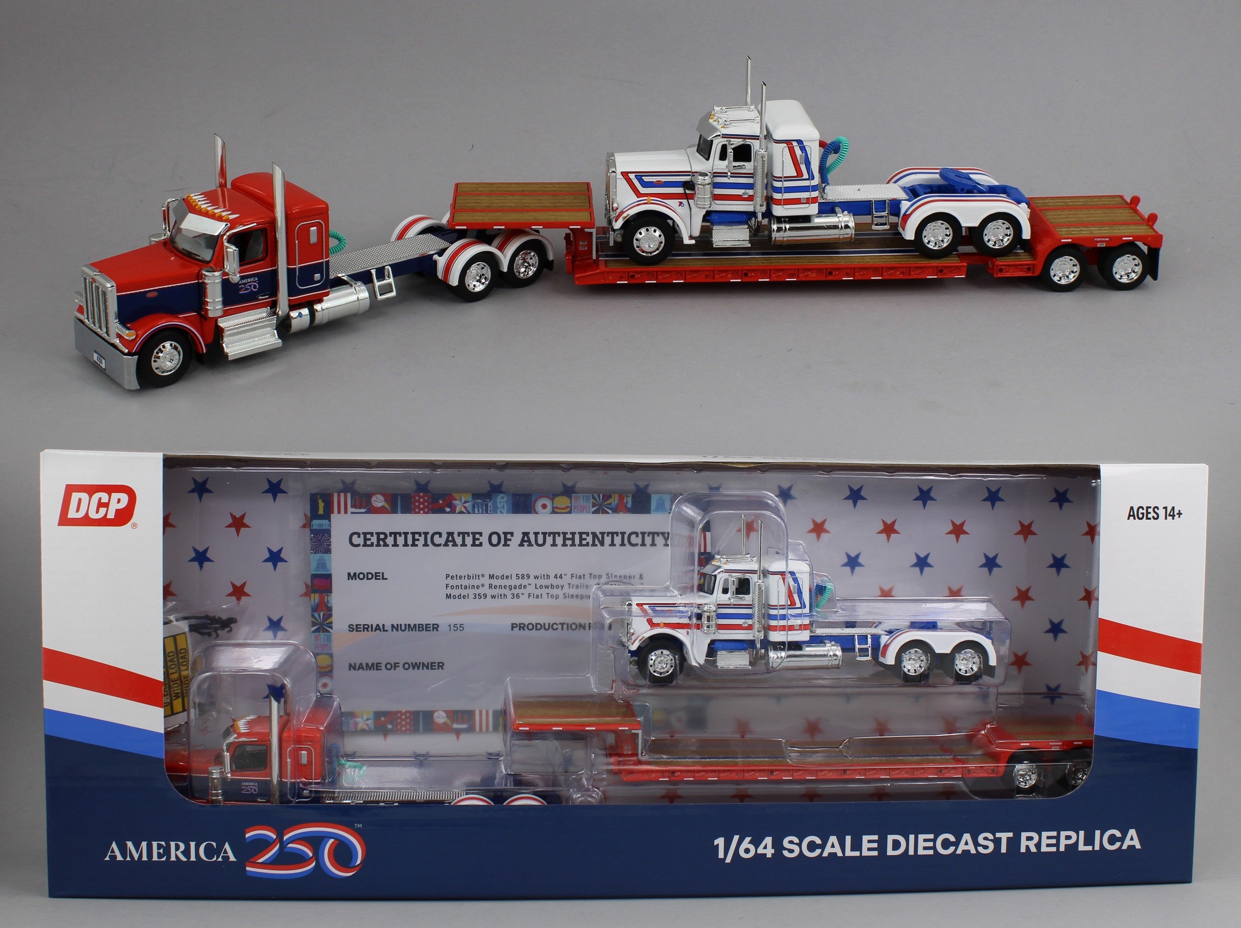 DCP 1:64 *AMERICA 250* Peterbilt 589 w/Lowboy & 359 Bicentennial