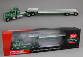 2025 DCP 1:64 *GREEN* Peterbilt 379 36" Flattop Sleeper w/Transcraft Stepdeck Flatbed Trailer