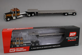 2025 DCP 1:64 *BROWN* Peterbilt 379 36" Flattop Sleeper w/Transcraft Stepdeck Flatbed Trailer