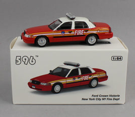 1:64 *DIECAST* 596 New York Fire Dept FDNY Ford Crown Victoria Police Car Sedan *NIB*