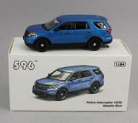 
              1:64 *DIECAST* 596 PLAIN BLUE Police Car Ford Interceptor SUV *NIB*
            