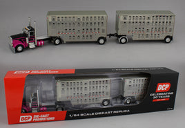 DCP 1:64 *BLACK & MAGENTA* Peterbilt 389 w/Double 28' Wilson Livestock Pups NIB