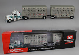 DCP 1:64 *WHITE & TEAL* Peterbilt 389 w/Double 28' Wilson Livestock Pups NIB
