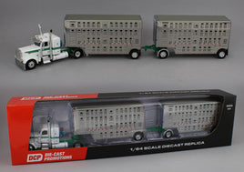 DCP 1:64 *WHITE & GREEN* Peterbilt 389 w/Double 28' Wilson Livestock Pups NIB