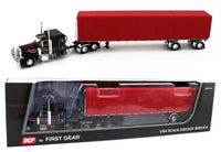 
              DCP 1:64 *BLACK & RED* Peterbilt 379 Flattop w/53' Utility Roll Tarp Trailer NIB
            