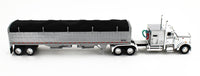 
              DCP 1:64 *WHITE* Peterbilt 359 Mercury Sleeper & Chrome Wilson Grain Trailer NIB
            