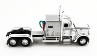 
              DCP 1:64 *WHITE* Peterbilt 359 Mercury Sleeper & Chrome Wilson Grain Trailer NIB
            