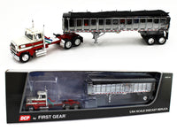 
              1:64 DCP *RED & WHITE* Ford LTL 9000 Day Cab w/CHROME EAST End Dump Trailer NIB
            