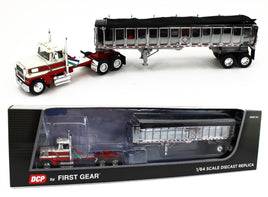 1:64 DCP *RED & WHITE* Ford LTL 9000 Day Cab w/CHROME EAST End Dump Trailer NIB