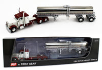 
              1:64 DCP *RED & WHITE* Peterbilt 379 36" Flattop w/Walker Spread-Axle MILK TANKER Trailer
            