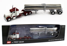 1:64 DCP *RED & WHITE* Peterbilt 379 36" Flattop w/Walker Spread-Axle MILK TANKER Trailer